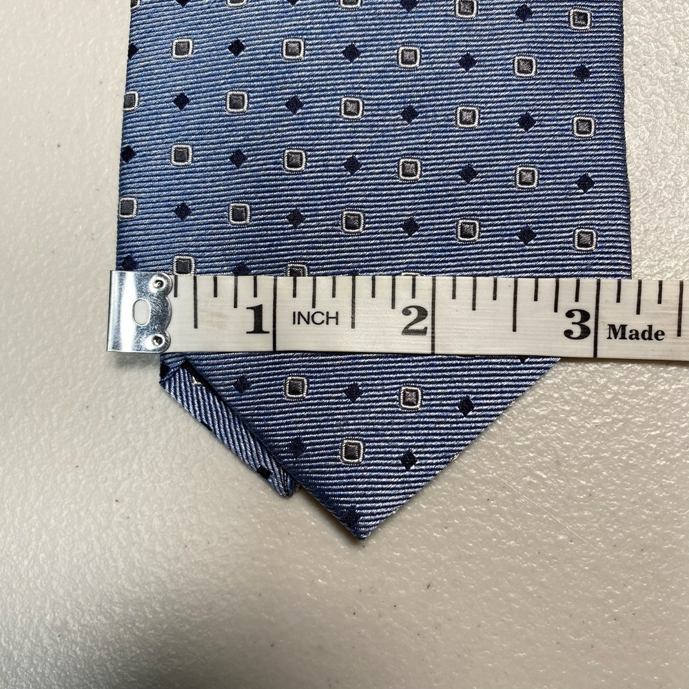 Brooks Brothers Makers Merchants Tie 57.5x3.25 Silk Blue Geometric Foulard - Picture 2 of 6